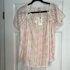 Matilda Jane Good Hart NWT Sweet Caroline Tie Dye - Women's Pink and White Top